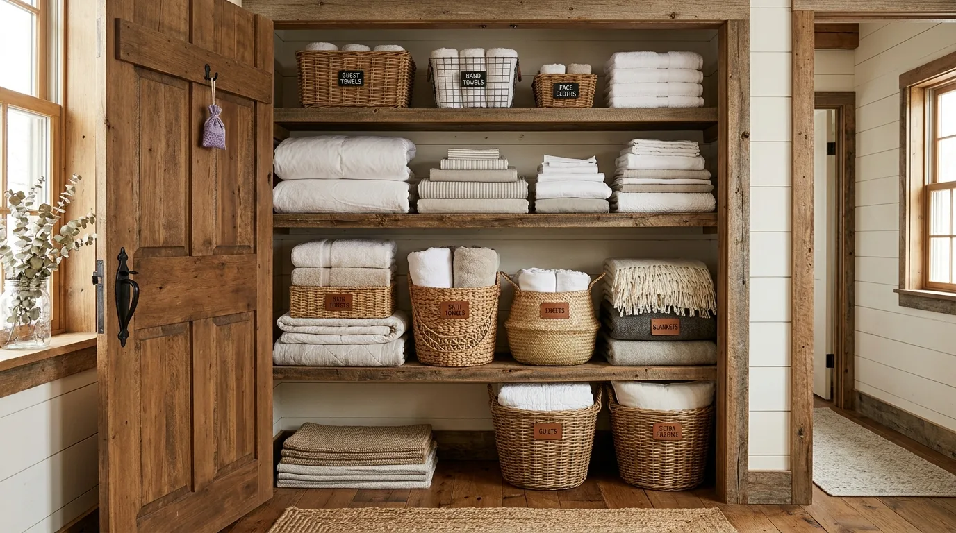 Keep the color palette simple where possible inspiration for a linen closet.